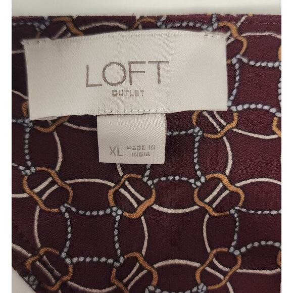 Loft Outlet Medallion Ballet Neckline Long Sleeve Relaxed Fit Blouse Size XL - Picture 9 of 10